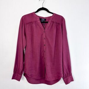 French Dressing Jeans Maroon Long Sleeve Button Down Blouse